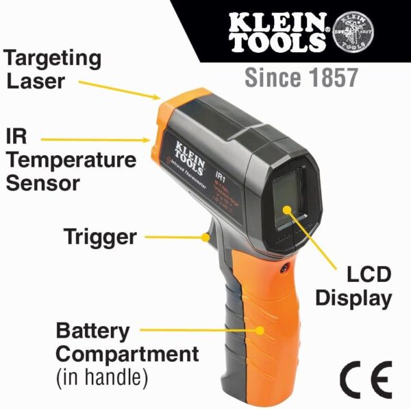 Klein Tools IR1 Infrared Thermometer, Digital Laser Gun is Non-Contact Thermometer - Image 3